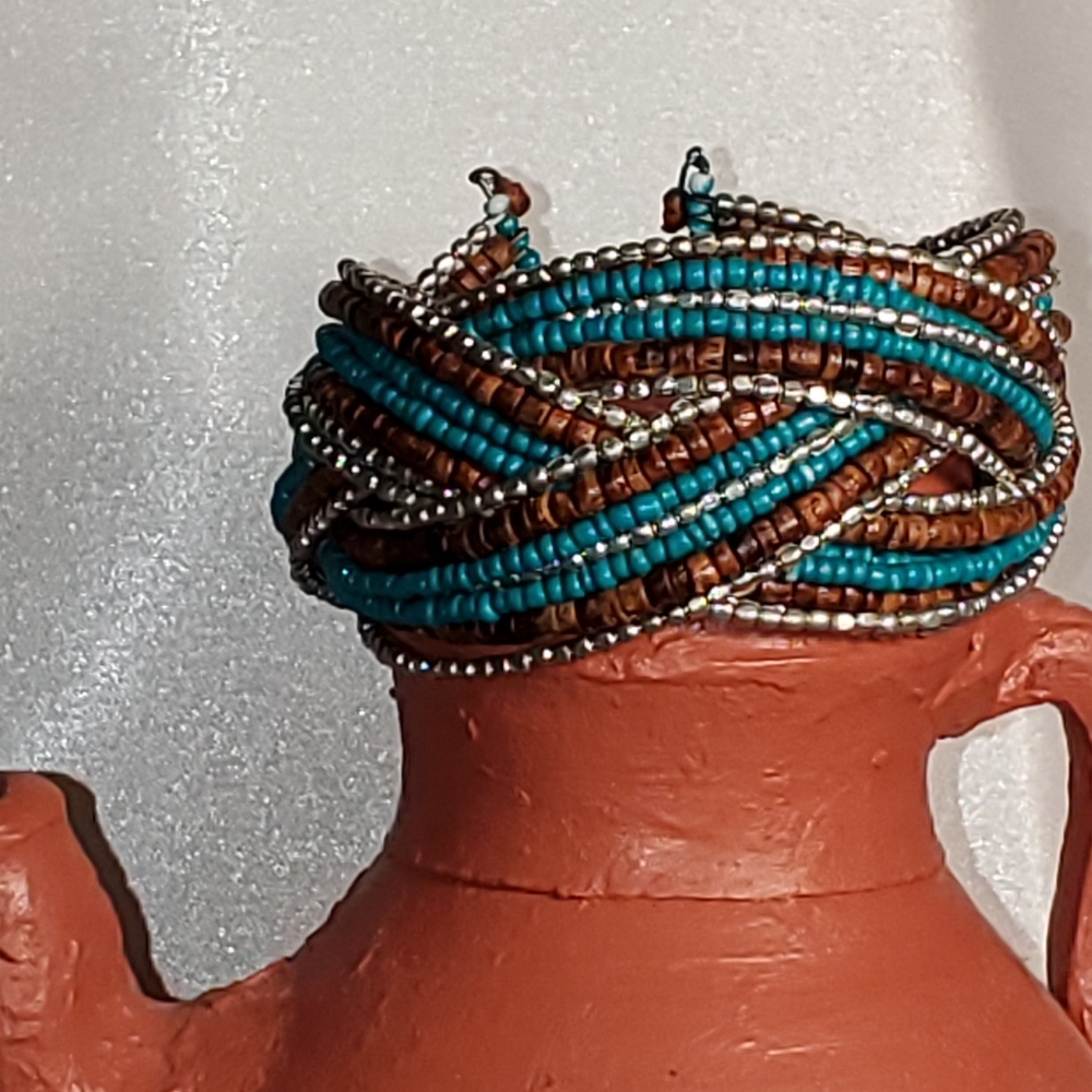 Multi Colored Beaded Cuff Bracelet - image 1